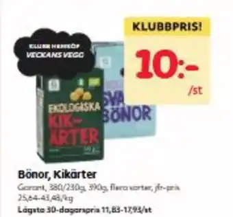 Hemköp Bönor, Kikärter erbjuda