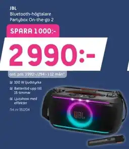 Elon Jbl Bluetooth-högtalare Partybox On-the-go 2 erbjuda