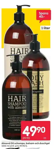 Rusta Almond Oil schampo, balsam och duschgel erbjuda