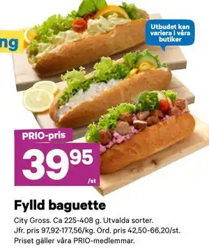 City Gross Fylld baguette, Pris i appen erbjuda