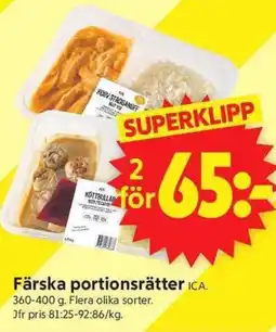 ICA Supermarket ICA Färska portionsrätter erbjuda