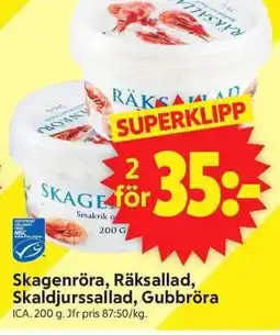 ICA Supermarket ICA Skagenröra, Räksallad, Skaldjurssallad, Gubbröra erbjuda