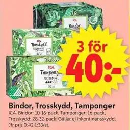 ICA Supermarket ICA Bindor, Trosskydd, Tamponger erbjuda