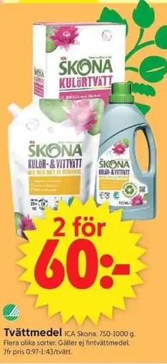 ICA Supermarket ICA Skona Tvättmedel erbjuda