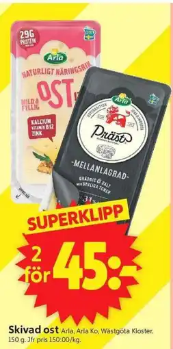 ICA Supermarket Arla Skivad ost erbjuda