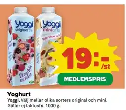 Coop Yoggi Yoghurt erbjuda