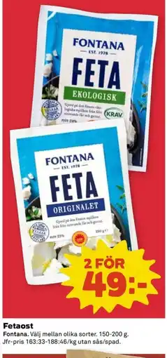 Coop Fontana Fetaost erbjuda
