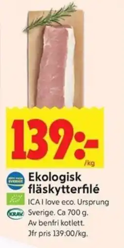 ICA Kvantum Ekologisk fläskytterfilé erbjuda