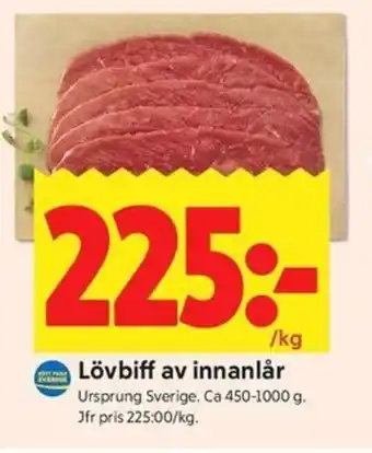 ICA Kvantum Lövbiff av innanlår erbjuda