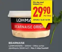 Willys Lohmanders Bearnaise erbjuda