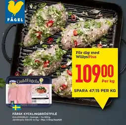 Willys Guldfågeln Färsk kycklingbröstfilé erbjuda