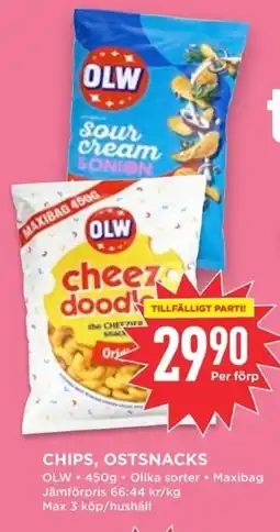 Willys OLW Chips, ostsnacks erbjuda