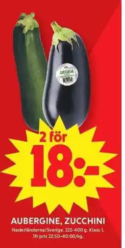 ICA Maxi Aubergine, zucchini erbjuda