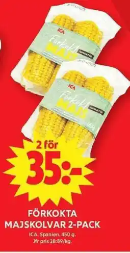 ICA Maxi ICA Förkokta majskolvar 2-pack erbjuda
