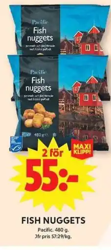 ICA Maxi Pacific Fish nuggets erbjuda