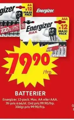 ICA Maxi Energizer Batterier erbjuda