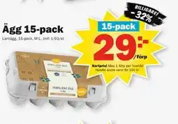 Pekås Ägg 15-pack, Medlemspris erbjuda