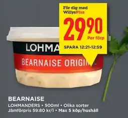 Willys BEARNAISE, Medlemspris erbjuda