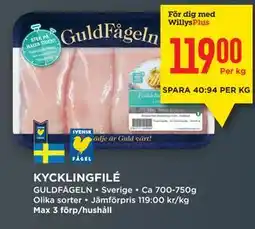 Willys KYCKLINGFILÉ, Medlemspris erbjuda