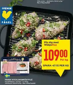 Willys FÄRSK KYCKLINGBRÖSTFILÉ, Medlemspris erbjuda