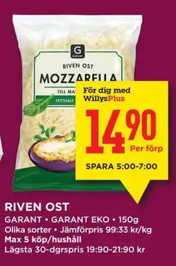Willys RIVEN OST, Medlemspris erbjuda