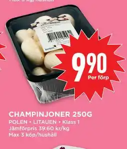 Willys CHAMPINJONER 250G erbjuda