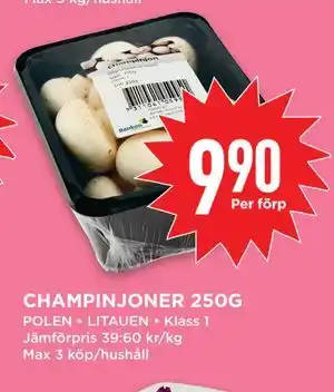 Willys CHAMPINJONER 250G erbjuda
