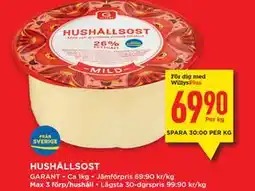 Willys Hemma HUSHÅLLSOST, Medlemspris erbjuda
