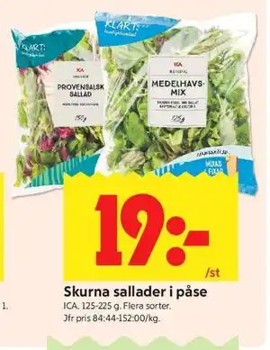 ICA Kvantum Skurna sallader i påse erbjuda
