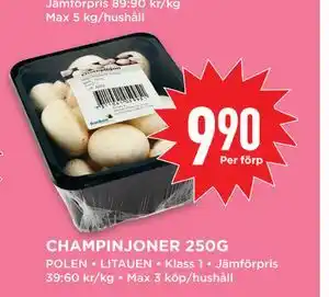 Willys Hemma CHAMPINJONER 250G erbjuda