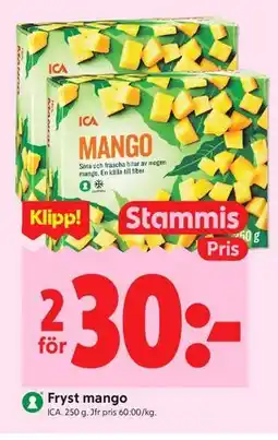 ICA Kvantum Fryst mango, Medlemspris erbjuda