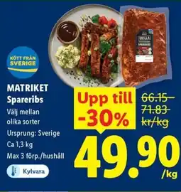 Lidl MATRIKET Spareribs erbjuda