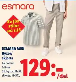 Lidl ESMARA MEN Byxor/ skjorta erbjuda