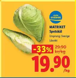 Lidl MATRIKET Spetskål erbjuda
