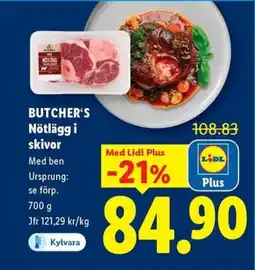 Lidl BUTCHER'S Nötlägg i skivor erbjuda