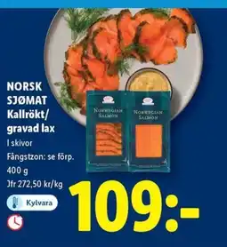 Lidl NORSK SJØMAT Kallrökt/ gravad lax erbjuda