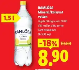 Lidl RAMLÖSA Mineral/kolsyrat vatten erbjuda