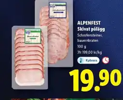 Lidl ALPENFEST Skivat pålägg erbjuda