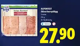 Lidl ALPENFEST Skivat korvpålägg erbjuda