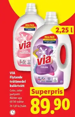 Lidl VIA Flytande tvättmedel kulörtvätt erbjuda