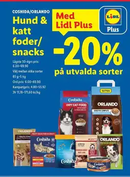 Lidl COSHIDA/ORLANDO Hund & katt foder/ snacks erbjuda
