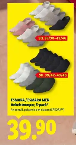 Lidl ESMARA/ESMARA MEN Ankelstrumpor, 5-pack erbjuda