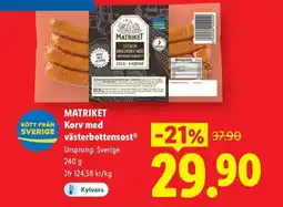 Lidl MATRIKET Korv med västerbottensost erbjuda