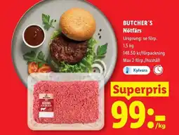 Lidl BUTCHER'S Nötfärs erbjuda