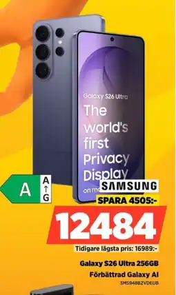 Power Samsung Galaxy S26 Ultra 256GB Förbättrad Galaxy Al erbjuda