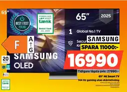 Power Samsung 65" 4K Smart TV 144 Hz gaming utan skärmrivning erbjuda