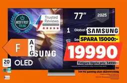Power Samsung 77" 4K Smart-TV 144 Hz gaming utan skärmrivning erbjuda