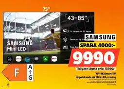 Power Samsung 75" 4K Smart-TV Uppslukande 4K Mini LED-visning erbjuda