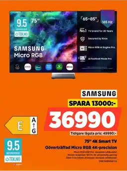 Power Samsung 75" 4K Smart TV Oöverträffad Micro RGB 4K-precision erbjuda