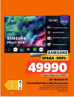 Power Samsung 85" 4K Smart TV Oöverträffad Micro RGB 4K-precision erbjuda